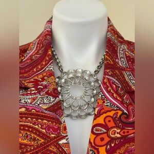 WORTHINGTON STRETCH Paisley Red Orange White Pink Paisley 1 Button Jacket Sz 18